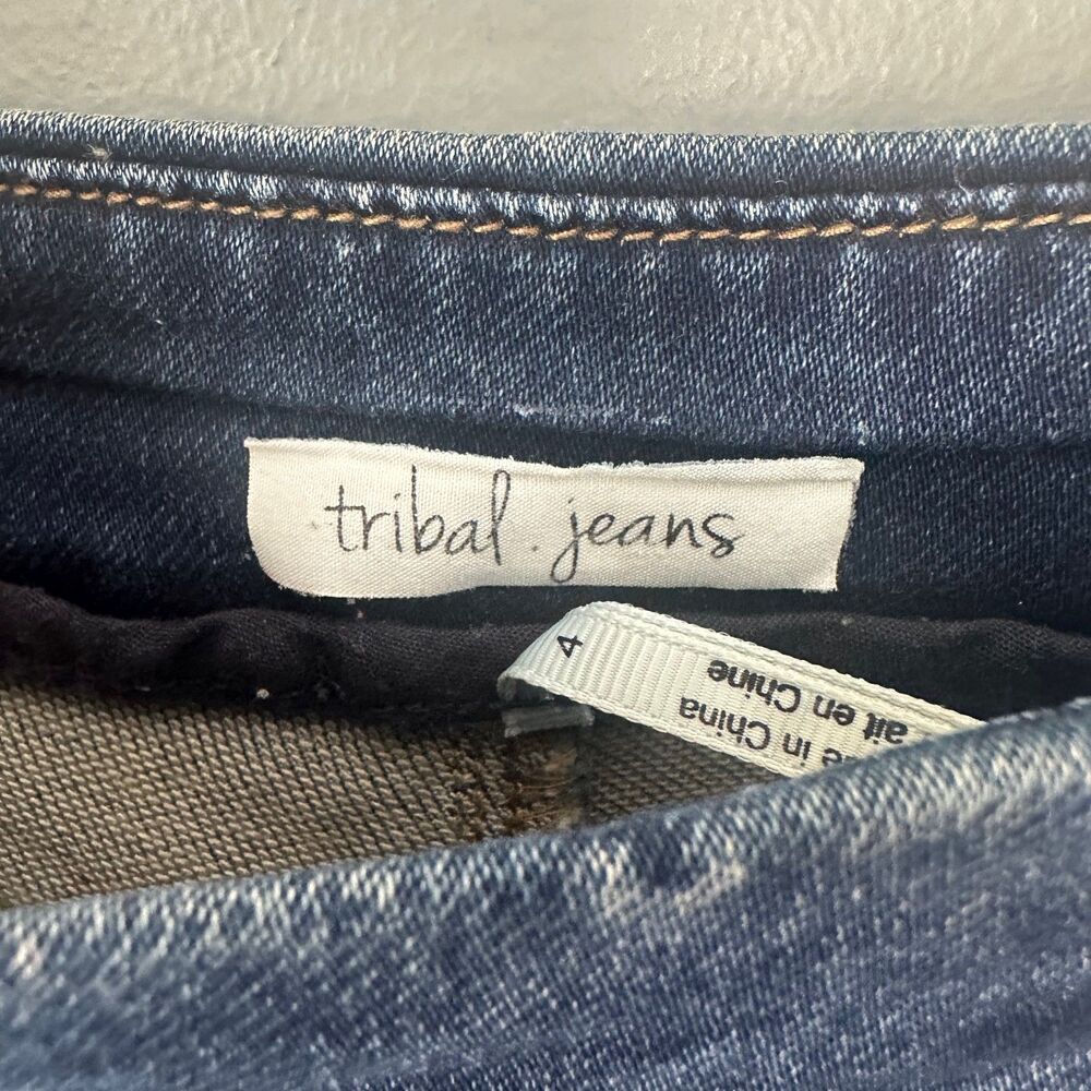 Tribal Jeans Pull On Jeans Skinny Womens Size 4 Dark Wash - Picture 4 of 6